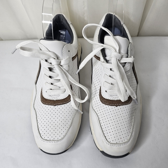 French Connection Petta Lace up Fashion Sneaker White Brown Gray Size 8 - Picture 5 of 12